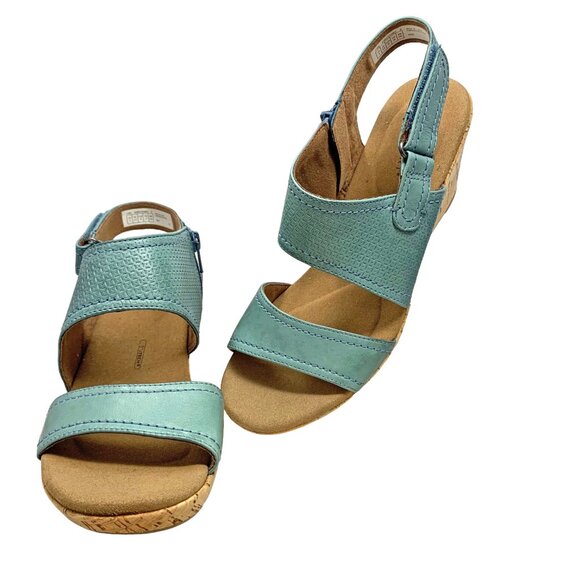 Rockport Cascade Blue Leather Strappy Slingback Zip Wedge Sandals NEW!! - Picture 13 of 13